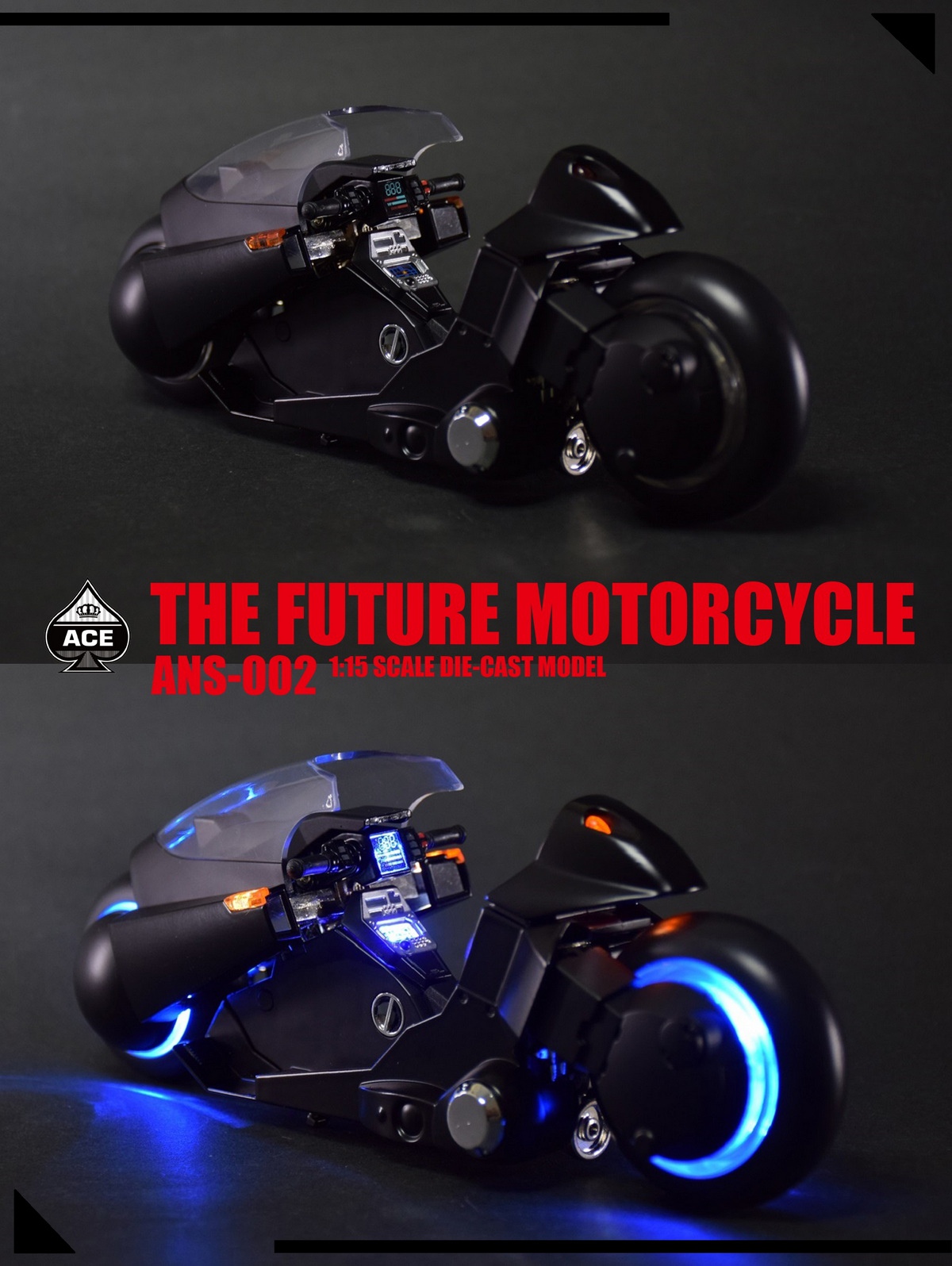 The Future Motorcycle & Biker (Black) - Ace Toyz ANS-001D 1/15th Scale Die-Cast Model -action_heroes_kaiju Sales Store cAJYKMGm1665819113