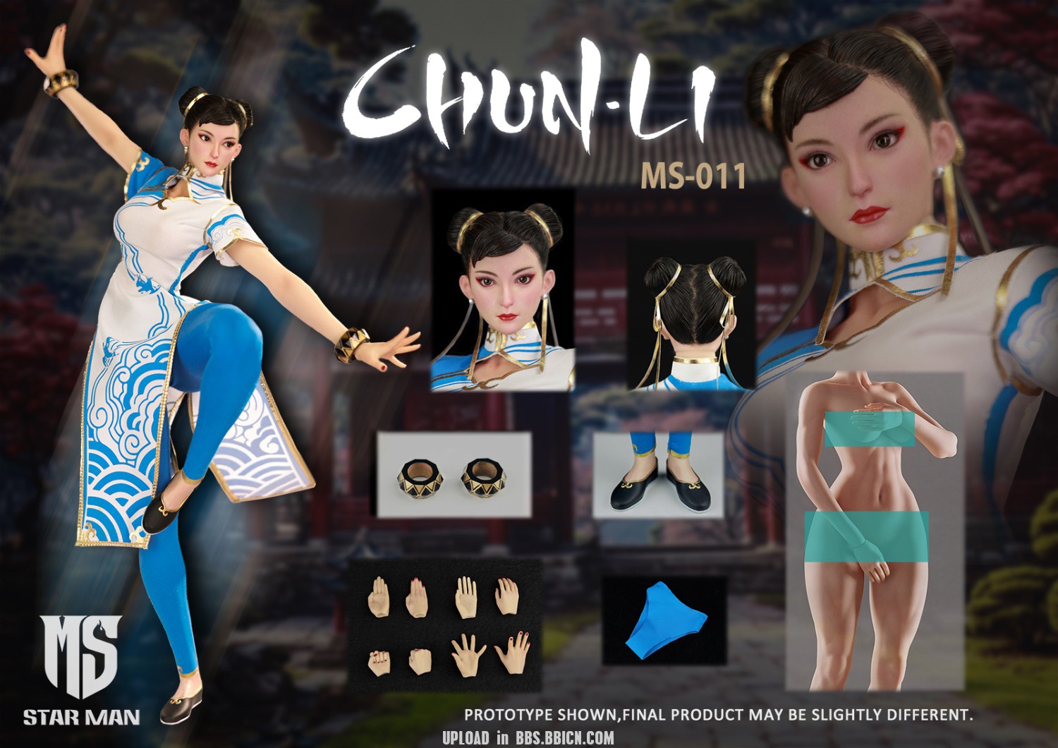 Star Man MS-011 1/6th scale Female Fighter Chun-Li (Blue