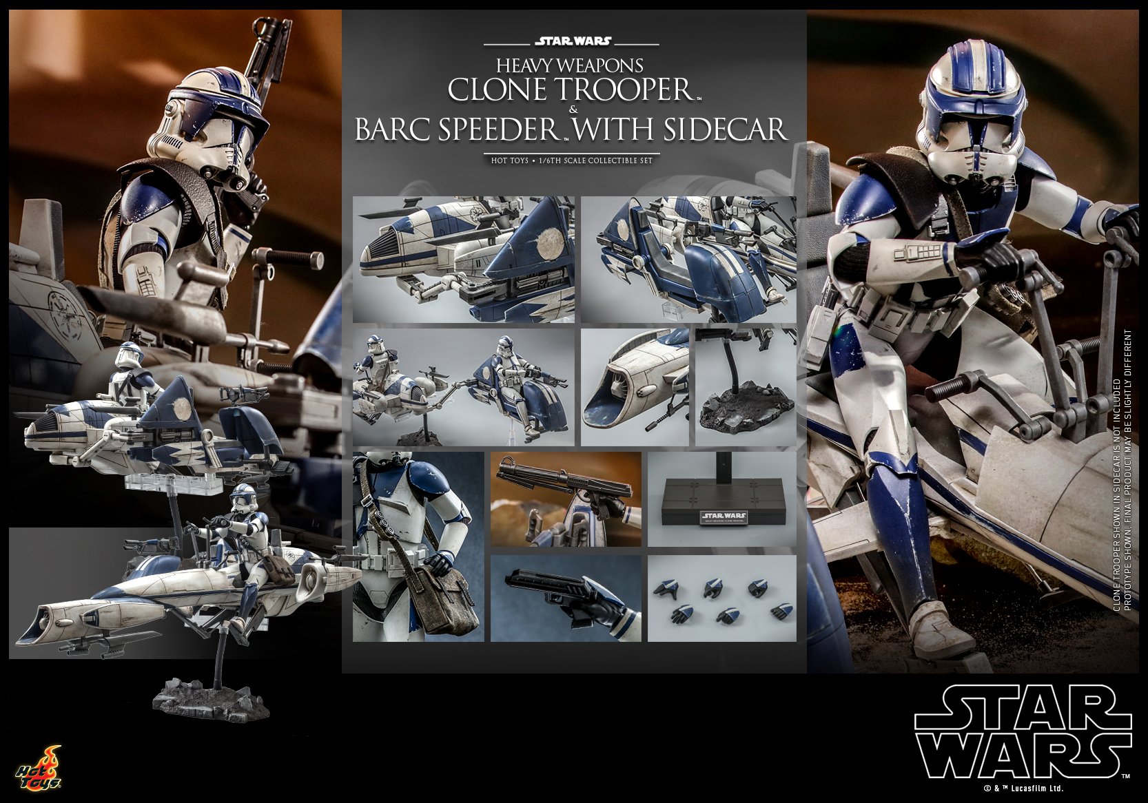 Heavy Weapons Clone Trooper And BARC Speeder With Sidecar - Hot Toys TMS077 Star Wars The Clone Wars 1/6th Scale Collectible Set -action_heroes_kaiju Sales Store IHLKdXWz1653580341